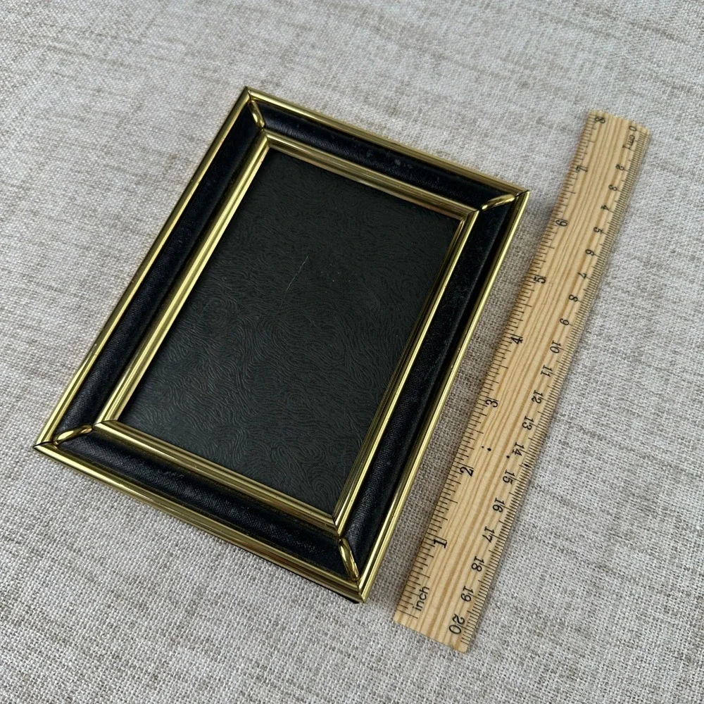 Vintage Brass Picture Frames Set of 2 4x6 Gold Black Korea Hollywood Regency